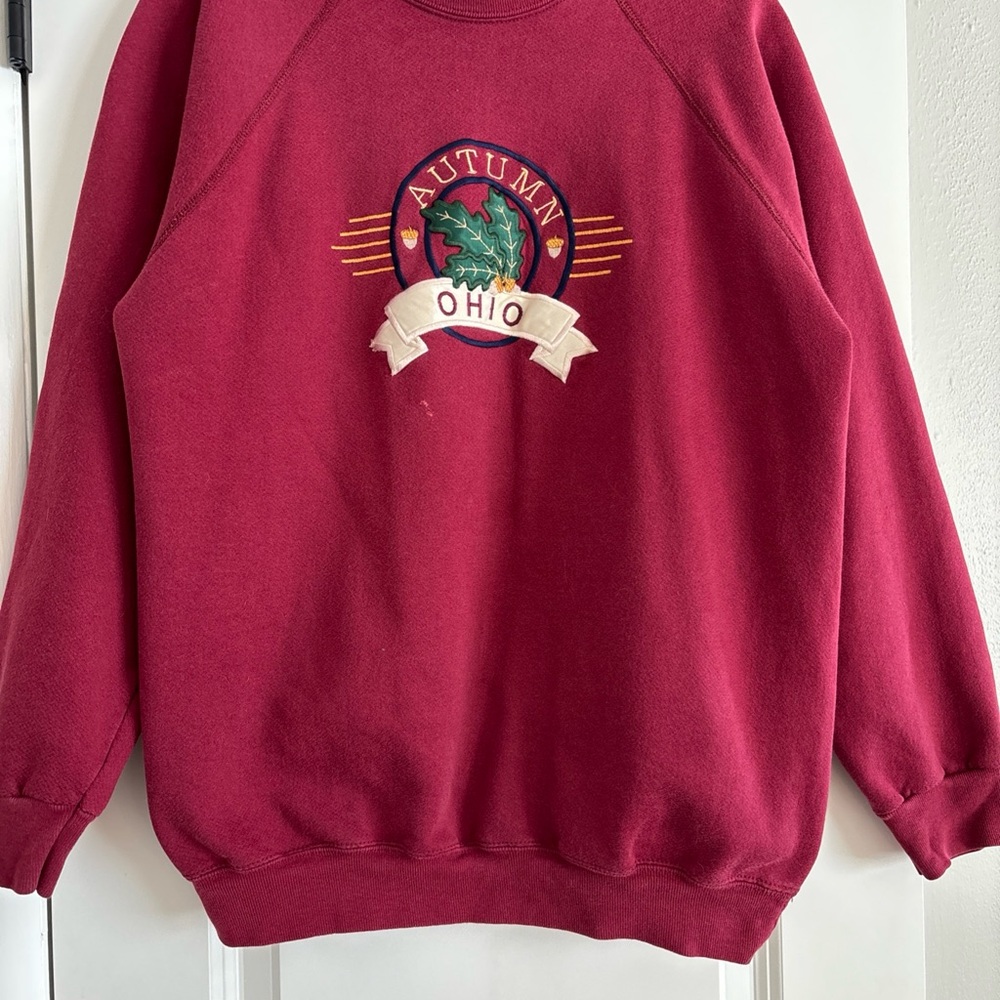 VNTG Autumn Ohio Embroidered Fall Grandma Crew Cottagecore Country Sweatshirt L